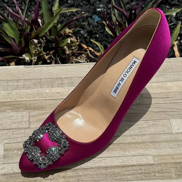 Manolo Blahnik Hangisi Women's Shoes Heels Brand New - Picture 9 of 14